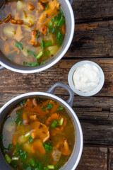 soup with chanterelles and herbs