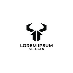 arrow and horn logo, oxen monochrome logo design