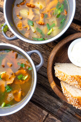 soup with chanterelles and herbs