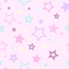 Obraz premium Seamless abstract pattern with red, blue and green stars on white background.