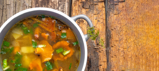 soup with chanterelles and herbs