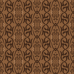 Unique flower motifs for Indonesian batik with very distinctive dark brown color.
