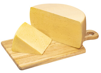 Isolated piece of cheese on Board