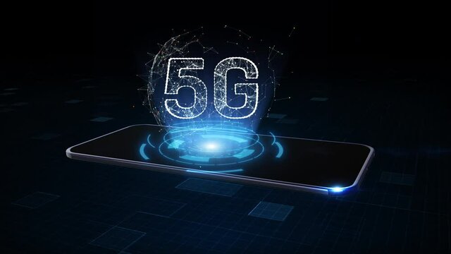 Smart Phone of 5g High Speed Internet Connection of Internet of things IOT, Technology Network Digital Data and Social network worldwide Connection Background Concept. 3D rendering