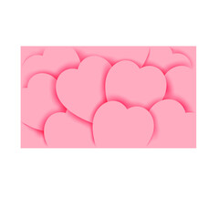 background of pink hearts with shadows