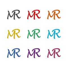 Initial letter MR logo, color set