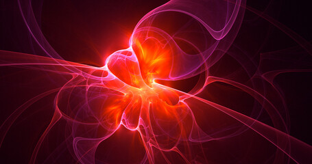 3D rendering abstract multicolor fractal light background