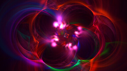 3D rendering abstract multicolor fractal light background