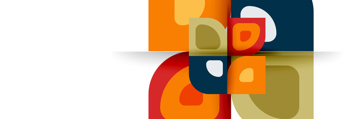 Set of vector modern geometric abstract backgrounds with repeating abstract round shapes patterns and shadow effects