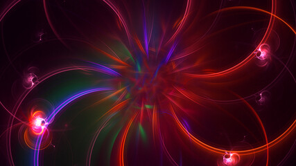 3D rendering abstract multicolor fractal light background