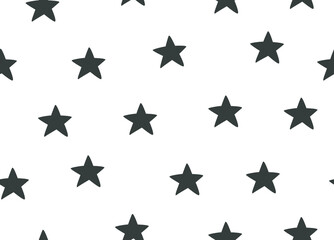Abstract seamless pattern with stars. Simple black and white background.