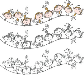 Vector cartoon monkeys background icon