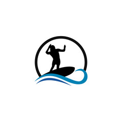 Surf logo template water sports design vector