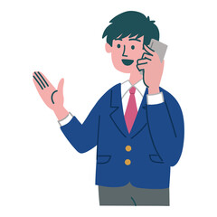 ブレザー　学生　男性　携帯電話　スマホ　提案
