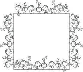 Vector cartoon monkeys background icon