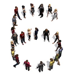 people - arranged in number 6 - with shadow - isolated on white background - 3D illustration