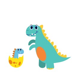 set of cartoon dinosaurs  vector illustration 