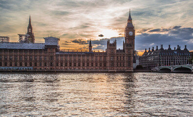 Fototapeta na wymiar Big Ben and Houses of parliament at dusk, London, UK