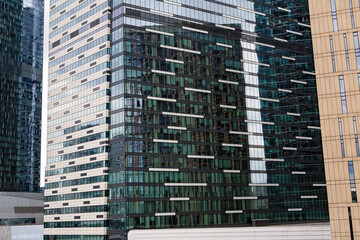 Multi-storey buildings in Moscow city close-up