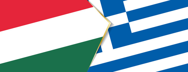 Hungary and Greece flags, two vector flags.