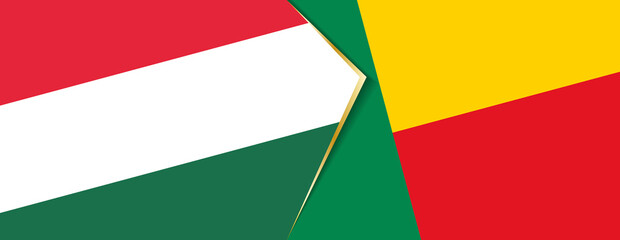 Hungary and Benin flags, two vector flags.