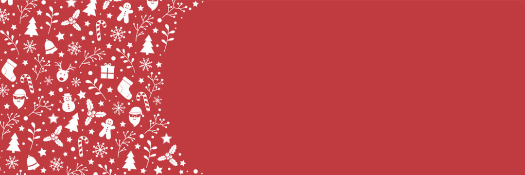Christmas banner with ornaments and copyspace. Vector