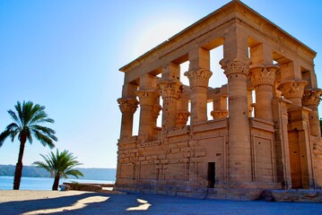 Philae Temple pavilion, Trajan's Kiosk, Agilkia Island in the Nile River near Aswan. UNESCO World...