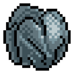 A rock, stone or boulder pixel art eight bit retro video game style icon