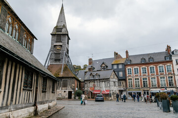 Obraz premium Old wooden bell tower of the Sainte Catherine church, Honfleur, Normandy, France