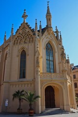 Obraz premium Lednice Castle in South Moravia is Neo-Gothic Chateau.The Lednice-Valtice Area is registered in the list of Monuments Protected as World Heritage Sites by UNESCO.