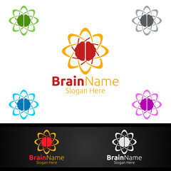 Brain Technology Logo with Think Idea Concept Design