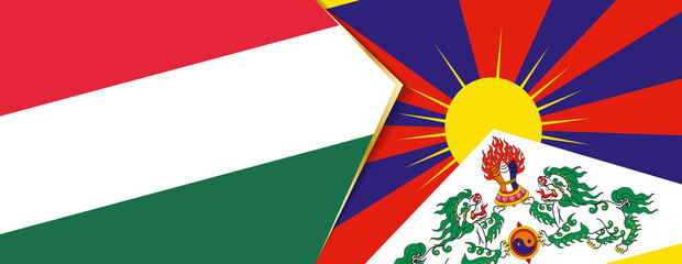 Hungary and Tibet flags, two vector flags.