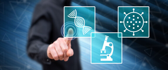 Man touching a biotechnology concept