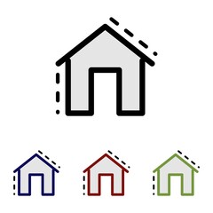 Simple flat color house icon. Home outline sign for site