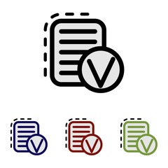 Simple flat vector icon of the document quality check. Pictogram of a sheet of paper and quality assurance icon symbol