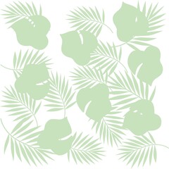 Print Hand-drawing silhouette background collection. Vector palm leaf, flowers. Element for design.