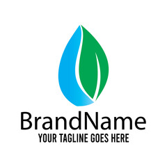 Ecology water leaf nature concept logo icon vector template.