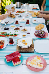 Turkish breakfast with sunny side up eggs