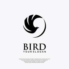 Bird flat designs concept in circle logo vector template