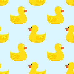 Ducklings, seamless pattern. Yellow cheerful ducklings. Vector, flat seamless background.