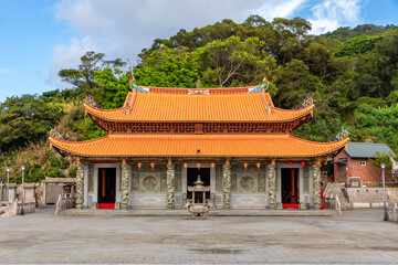 Fototapeta premium facade of tianhou temple in matsu. the translation of the chinese text is 