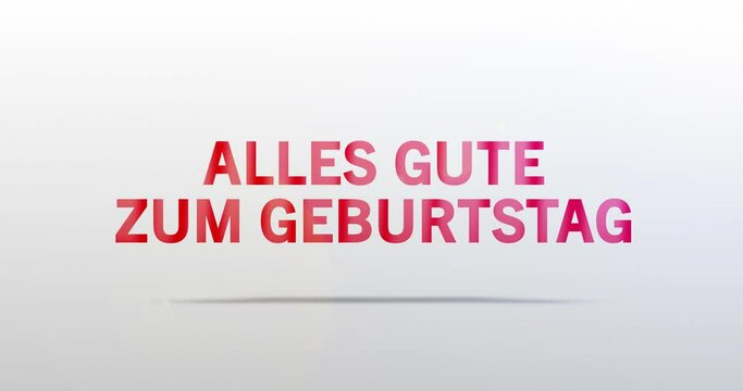Alles Gute zum Geburtstag. Partikel Logo. Text Animation. Rotes Wort auf grauem Hintergrund. Hochwertiges Intro