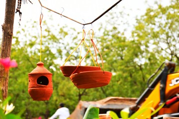 Crafts Clay Natural Nest House for Robin and Other Garden Birds