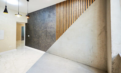 Renovation concept, new kitchen before renovation works vs after, interesting combination of black...