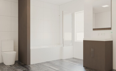 Modern Bathroom Interior Design. 3D rendering.