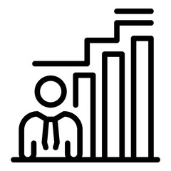 Outsource employee graph icon. Outline outsource employee graph vector icon for web design isolated on white background