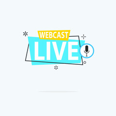 Fototapeta premium Live Webinar Button, icon, emblem label Vector illustration flat linear badge and banner, scroll, sticker, ribbon, embem, background, poster.