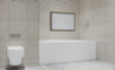 Fototapeta na wymiar Bathroom interior bathtub. 3D rendering.. Empty paintings. Abstract blur phototography