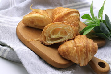 Half Croissant , French Bread , on White background