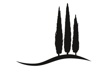 three mediterranean vector cypress tree silhouettes